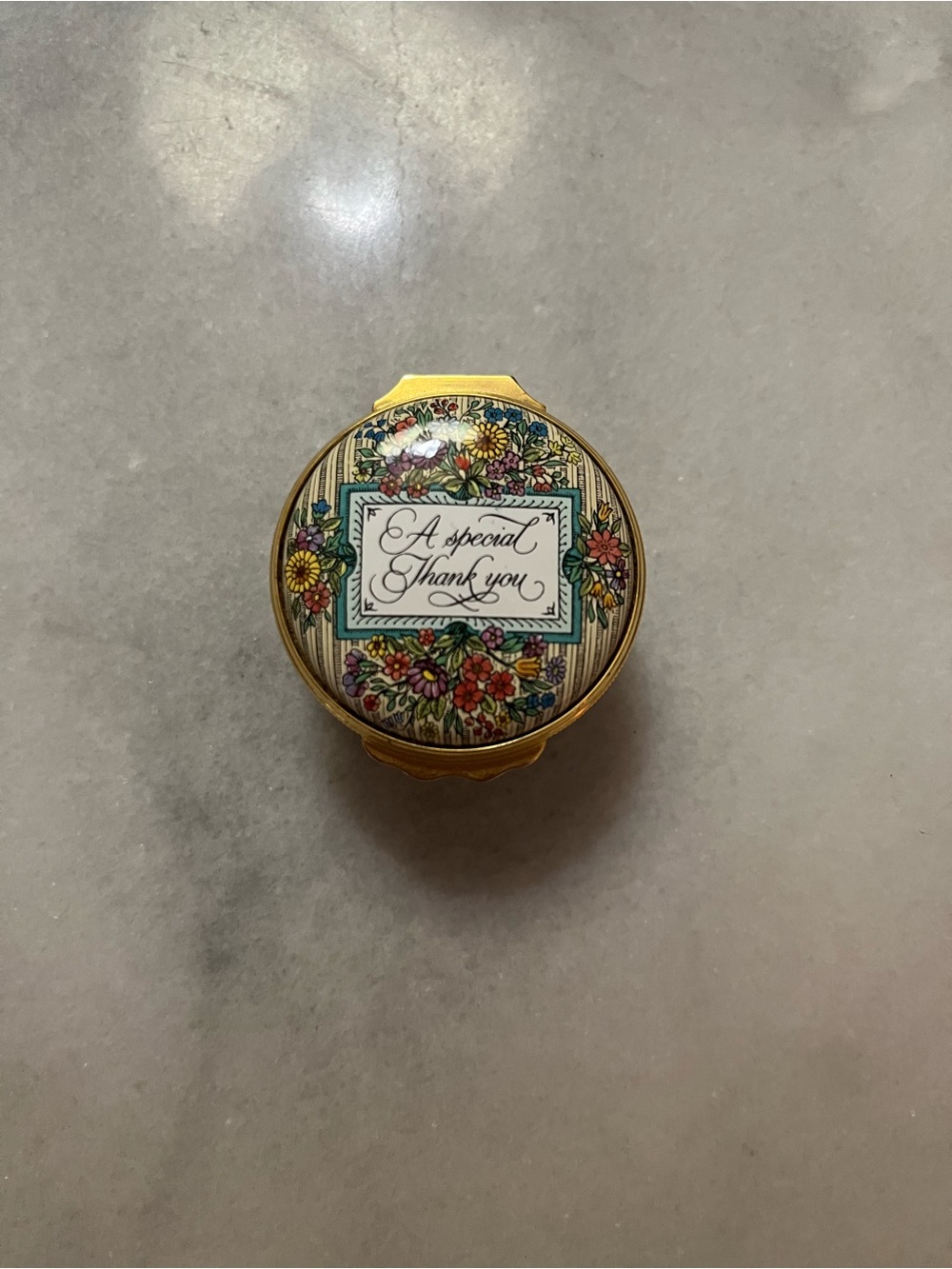 Halcyon Days Enamela Gold Floral TBox - 'A Special Thank You'